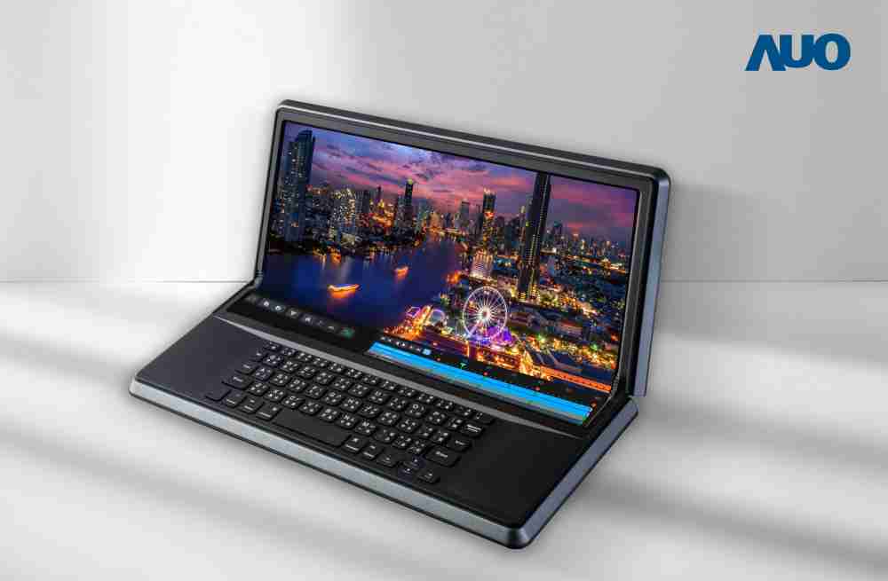 尊时凯龙14.6吋Micro LED折迭显示屏幕，，，，搭配半径4mm的弯折绞炼，，，，以及高画素、、高亮度、、、高对比度的显示技术特点，，即便在大视角下仍保有绝佳色相与亮度